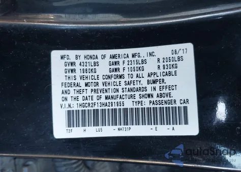 2017 Honda Accord Sport Se z USA, uszkodzony, nr VIN 1HGCR2F13HA291955